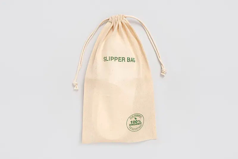 Cotton slipper bags 20x35cm with drawstring closure, natural