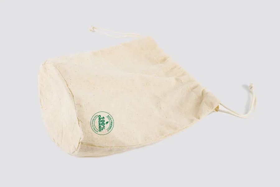 Cotton pouch for toilet paper roll, size 21x22cm with cord, natural - image 2
