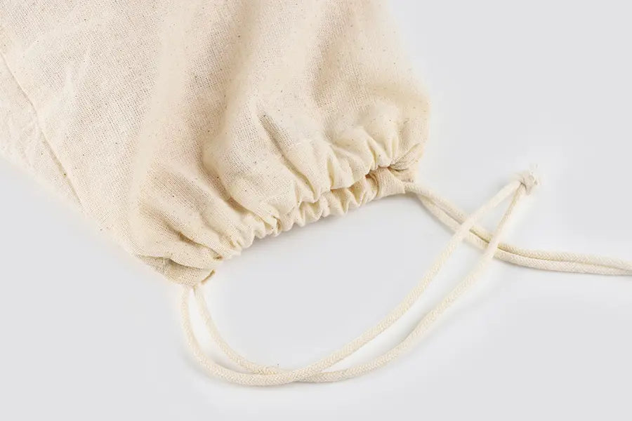 Cotton pouch for toilet paper roll, size 21x22cm with cord, natural - image 3