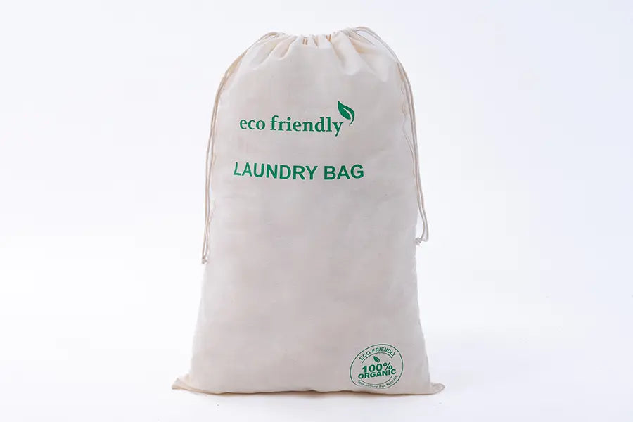 Cotton laundry bag 38x55cm with cord, natural